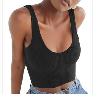 ARTFISH Cropped Tank Top Black Women’s Size Small.